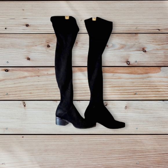 Steve Madden Shoes - STEVE MADDEN Isasc Heeled Over the Knee Boots Faux Suede Black Size 9 Almond Toe